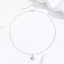 令人驚嘆女式銀首飾情人節禮物 S925 純銀女式首飾吊墜項鍊 5A 花型永恆戒指 - 非常適合婚禮、訂婚和派對 - 925 銀 - 送給女士和女孩理想禮物