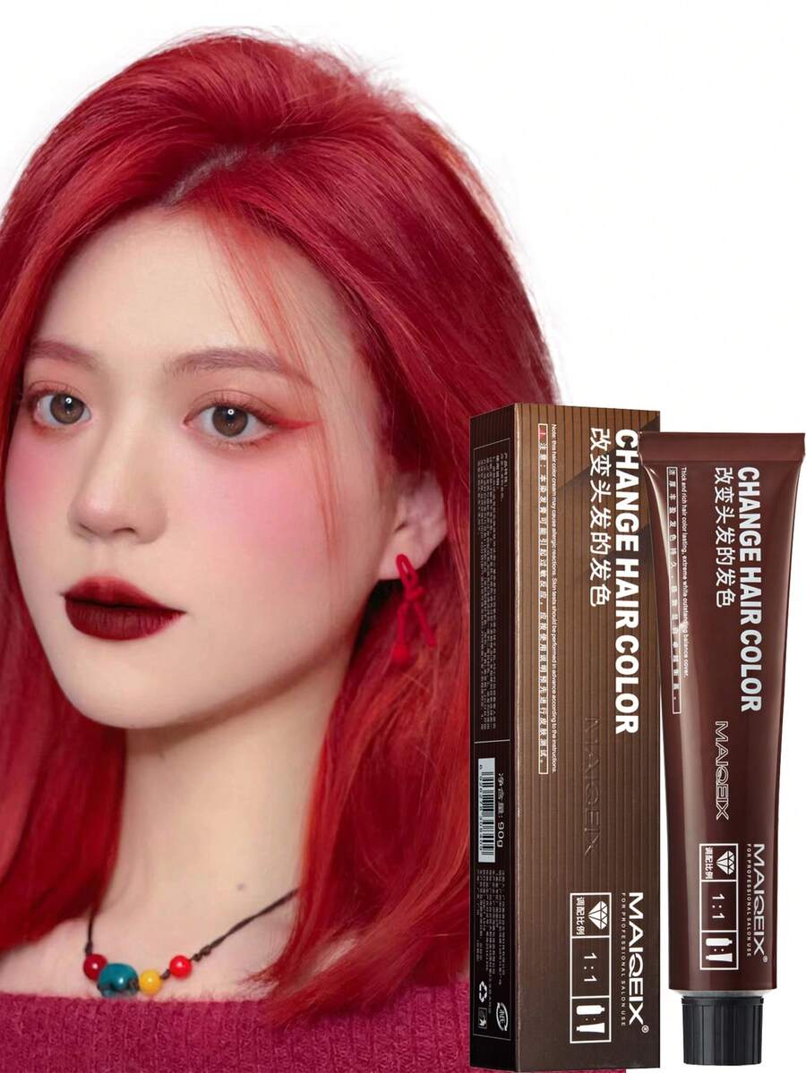 5pcs/set Red Hair Dye For Daily Home Use - Neptune Red - View 1