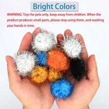 9pcs Foil Shiny Cat Balls, Cute Glitter Cat Toys Random Color And Size, Suitable For All Indoor Cats - Multicolor - View 2