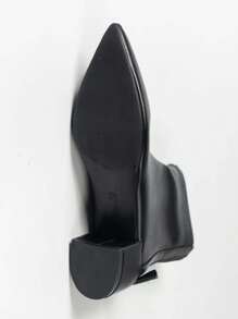 Hàng mới đến Đúng mốt Pointed Toe Dày Gót chân Của phụ nữ Giày ống Thon gọn Giày ống Ngắn - màu đen - Xem 7
