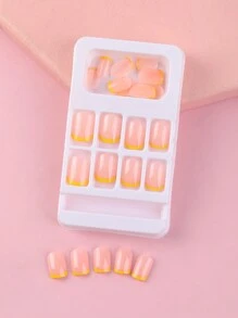 26入組/套長款橢圓形法式假指甲,適用於使用在美甲沙龍 - 粉色 - 查看 2
