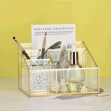 1 件豪华可倾斜透明玻璃化妆品收纳盒、桌面收纳盒、珠宝展示架情人节返校 - 無色 - 查看 2