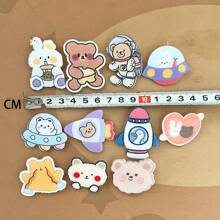 11 件/套彩色卡通宇宙飞船、兔子、熊、鸭子胸针装饰，适合男士、女士、儿童、情侣、生日、节日、学校、旅行、野餐、露营、购物等礼物。（注意：特殊情况下某些设计可能会随机替换） - 彩色 - 查看 5