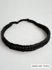 2片合成假髮髮結黑色髮結隱藏頂冠假髮無痕頭帶女性髮結頭帶日常穿戴假髮頭帶髮結晚會假髮頭帶 - 黑色 - 查看 2