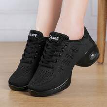 Của phụ nữ Đúng mốt , Thoải mái , Linh hoạt Dệt kim Giày khiêu vũ Đối với Thể thao Và Thời gian rảnh rỗi - màu đen - Xem 2