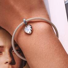 WOSTU 1pc 925 Sterling Silver Heart Shape Wave Letter 'd' Pendant For Summer - Silver - View 4