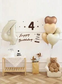 Set di palloncini vintage a forma di cuore e numeri in colore crema per decorazione di feste di compleanno da 1 a 9 anni, 10 pezzi a set - Multicolore - Visualizzare 6