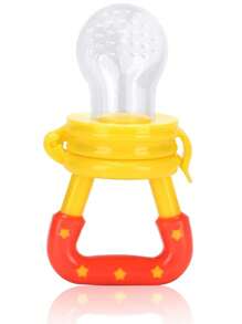 Pacifier For Porridge, Fruit Or Soft Foods For Baby Feeding With Star Pattern - Yellow - View 1