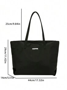 1個黑色尼龍大容量手提包,簡單的學院風肩背包,適合女性的日常使用或旅行 - 黑色 - 查看 8