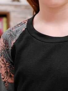 Áo chui đầu chắp vá dài tay vừa vặn dành cho nữ sinh của GORLYA Tween, thích hợp để mua sắm ngoài trời, đi dạo, đi học, mùa tựu trường, ăn tối, tụ tập, tiệc tùng - Xám - Xem 5