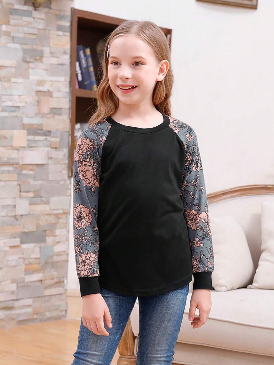 Áo chui đầu chắp vá dài tay vừa vặn dành cho nữ sinh của GORLYA Tween, thích hợp để mua sắm ngoài trời, đi dạo, đi học, mùa tựu trường, ăn tối, tụ tập, tiệc tùng - Xám - Xem 1