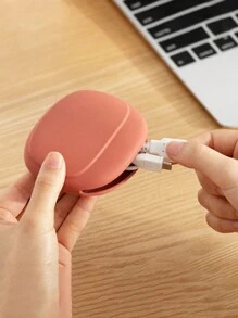 1個簡約硅膠耳機和手機充電線收納袋,多功能便攜式組織袋