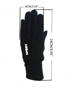 1 双女士冬季保暖内衬针织袖口绒面手套，带触摸屏功能，适合骑行户外活动 - 黑色 - 查看 5