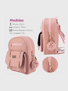 Women Fashion Backpacks - 藕粉色 - 查看 4