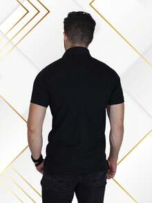 Playera tipo Polo Negra con Letilla Blanca - Negro - Ver 4