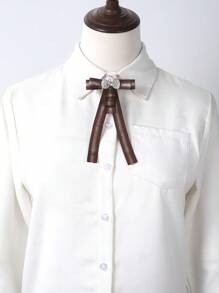 1pc Handmade Ladies' Golden Ribbon Korean Style Jk Casual Preppy Bow Tie - Multicolor - View 1