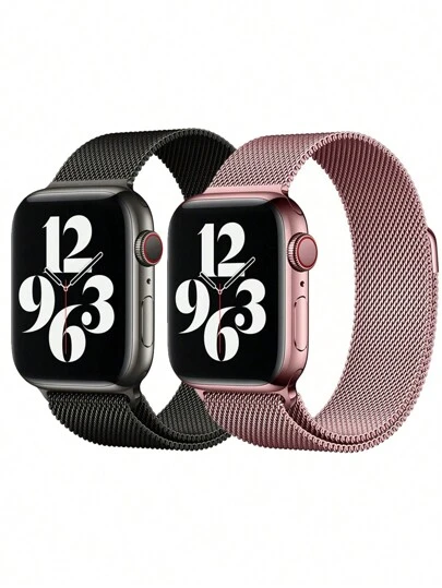 2 piezas de correas tipo Milanese compatibles con de 46mm, 42mm, 44mm, 40mm, 45mm, 41mm, 38mm y Ultra 2 de 49mm, correa de malla de acero inoxidable magnética de lujo, compatible con Series 11, 10, 9, 8, 7, 6, SE, 5, 4, 3, 2 y 1