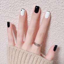 2件套黑白指甲油凝胶套装，可卸式夏季指甲油，需配合LED灯和UV灯使用。黑色指甲油，白色凝胶颜料，适合美甲沙龙DIY。