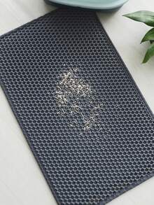 1 Pieza Estera Para Arena Para Gatos Lavable De Doble Capa - Gris Oscuro - Ver 3