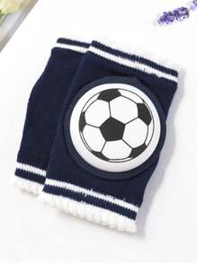 1 Pair Soft Baby Football Print Anti-Slip Crawling Knee Pads, Suitable For Infants And Toddlers - Navy Blue - View 2