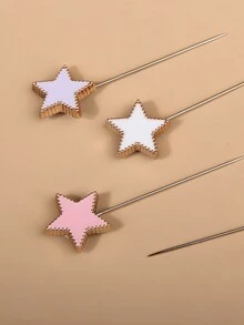 1pack/20pcs Five-Pointed Star Resin Brooch Pin, Scarf Buckle, Ideal For Daily Use, Color Shipped Random - Multicolor - View 3