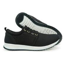 Women Wedge Sneakers - 黑與白 - 查看 3