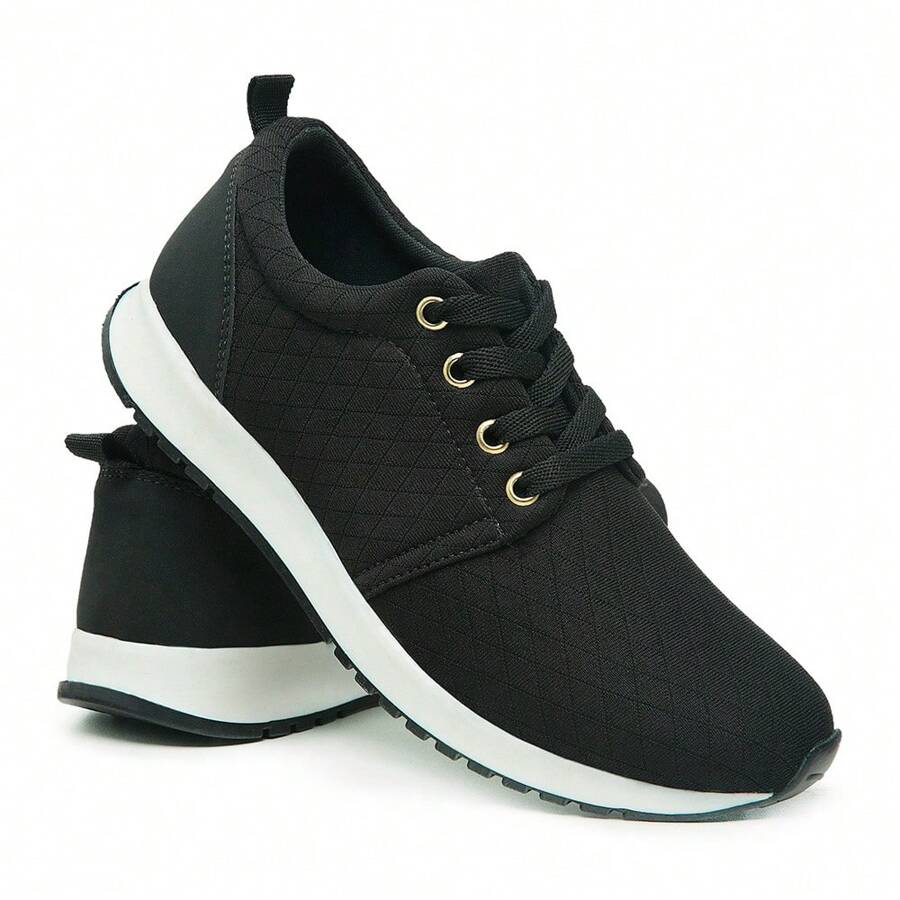 Women Wedge Sneakers - 黑與白 - 查看 1