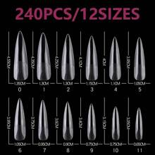 240pcs XXL Long Stiletto Full Cover 2 In 1 Half Matte Fake Nail Quick Extension Soft Gel Tips For Women And Girls Manicure Press On Nail Press On Nails Nail Supplies