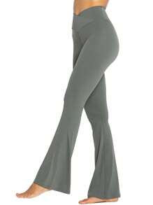 女士高腰瑜伽褲，喇叭褲口，提臀塑形，彈性和透氣性好，30英寸內長褲