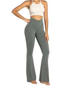 女士高腰瑜伽褲，喇叭褲口，提臀塑形，彈性和透氣性好，30英寸內長褲