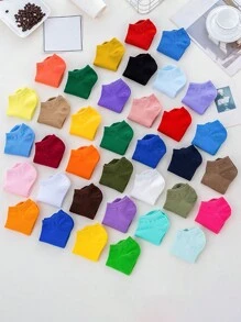 6pairs Random Women's Candy Color Solid Color Minimalist Casual Short Socks - Multicolor - View 6