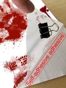 1 件万圣节装饰贴纸，防水 PVC 恐怖墙贴血迹、骷髅、血手印图案，适用于卧室、客厅、卫生间、万圣节装饰窗贴 - 紅色 - 查看 5