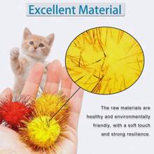 9pcs Foil Shiny Cat Balls, Cute Glitter Cat Toys Random Color And Size, Suitable For All Indoor Cats - Multicolor - View 5