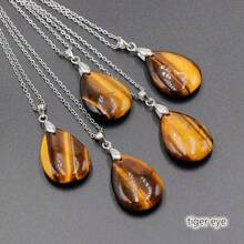 1pc Casual And Fashionable Approx. 13*25mm Natural Stone Teardrop Pendant, 45cm Chain Length, Multiple Options Available, Suitable For Both Men And Women - approx 13*25mm drop - View 7