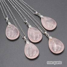 1pc Casual And Fashionable Approx. 13*25mm Natural Stone Teardrop Pendant, 45cm Chain Length, Multiple Options Available, Suitable For Both Men And Women - approx 13*25mm drop - View 3