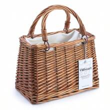 1 Miếng Dệt Giỏ lưu trữ Với Lót Và Dây rút Xử lý , Hình vuông , Dệt tay Túi đan lát Đối với phụ nữ , Qủa tặng - màu liễu gai - Xem 3