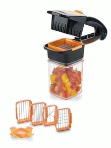 Cortador de Verduras 5 en 1, Cortador rápido de Alimentos de Frutas de Acero Inoxidable, Picador multifunción, rallador de Queso, Utensilios de Cocina Simple - Naranja - Ver 6