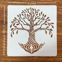 Set de 12 plantillas de dibujo de 6 pulgadas del Árbol de la Vida en plástico blanco - Blanco - Ver 2