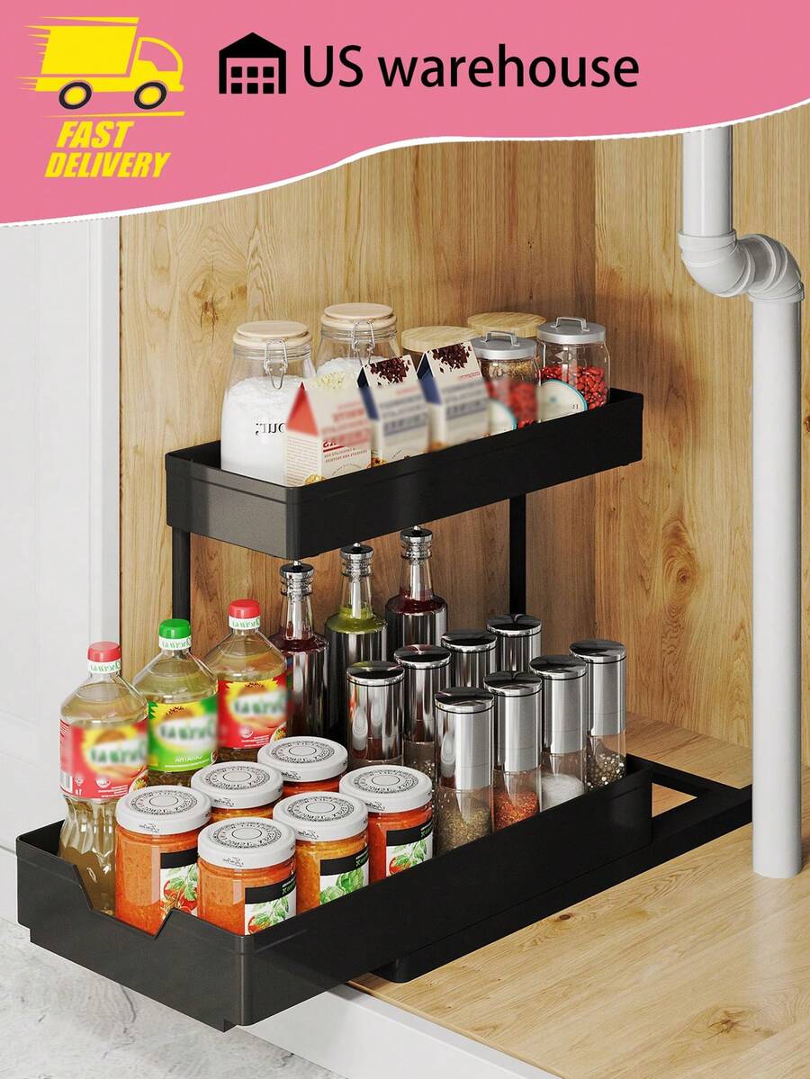 1pc Pull-out Condiment Storage Rack, Kitchen Organizer, Multi ...