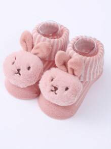 3 Pares/pack Calcetines De Piso Con Dibujos Animados Para Recién Nacidos, Calcetines Transpirables De Media Pantorrilla Para Niños Y Niñas