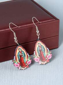Conjunto De Colgante De Acrílico De Virgen María Y Aretes De Acrílico De Dibujos Animados - Multicolor - Ver 3
