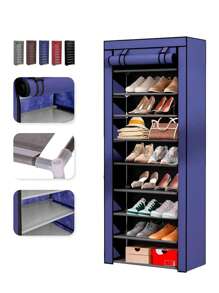 Shoe Rack Shoe Closet Organizer 8 Levels Metal Compartments - Navy Blue - View 3