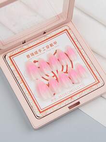 prettysecrets 10入組長杏仁形手工假指甲,包含1個指甲鉋和1個膠水 - 彩色 - 查看 3