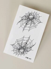 1入臂部、手腕、胸部、肚子等部位用個人化非反射性藍色蜘蛛網圖案紋身貼紙,藥用配方可持續約2週 - 藍色 - 查看 5