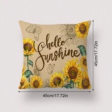 1入太陽花印花坐墊套 & 卡通鄉村風格正方形枕套,有隱藏拉鍊,不含填充物,適用於客廳和臥室裝飾,四季皆宜 - 彩色 - 查看 6