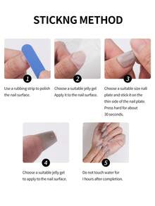 prettysecrets 10入組長杏仁形手工假指甲,包含1個指甲鉋和1個膠水 - 彩色 - 查看 7