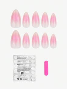 prettysecrets 10入組長杏仁形手工假指甲,包含1個指甲鉋和1個膠水 - 彩色 - 查看 2