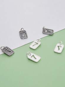 6入組時尚 S925 純銀幸運數字 7 吊墜吊墜女士手鍊項鍊珠寶製作手工DIY配件