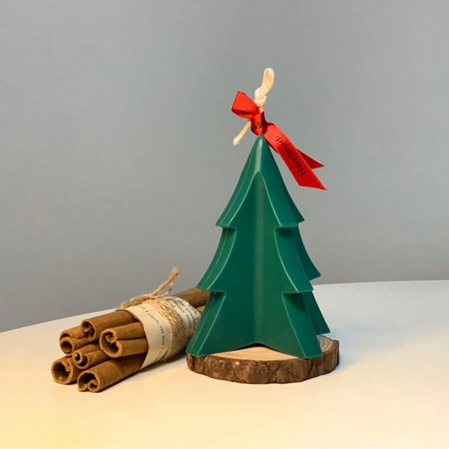 3d Christmas Tree Silicone Mold For Candle, Gypsum, Resin, Dropping Glue, Soap Making With Cedar Design, Holiday Decoration, Party Gift - L - View 1