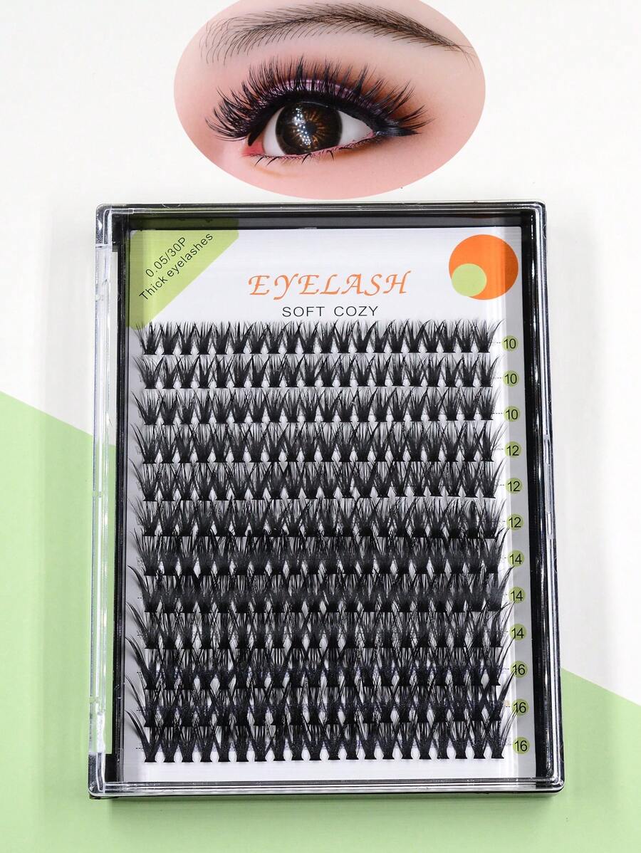 12排混合長度厚簇狀個人假睫毛,適用於熱熔延長